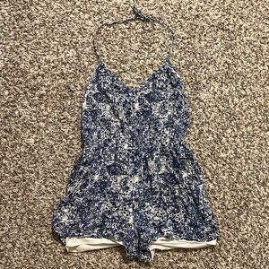3/$30 L.A. Hearts Blue Printed Lace Insert Romper